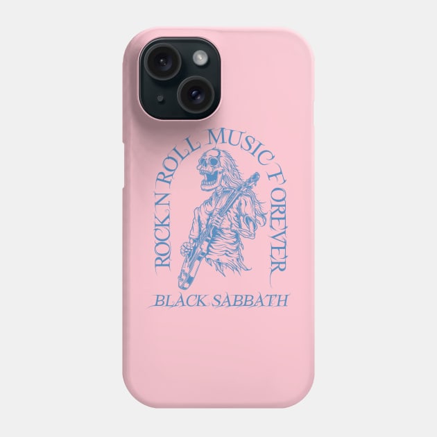 B L A C K  S A B  B A T H /// Skeleton Rock N Roll Phone Case by Stroke Line