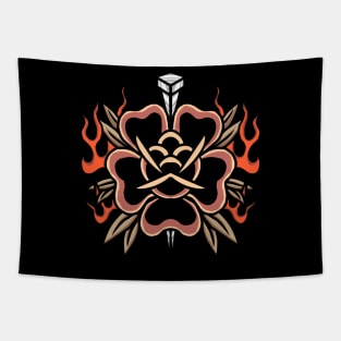 burning rose tattoo Tapestry