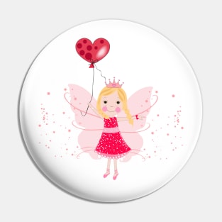 Cute fairytale with heart balloon Pin