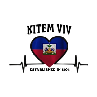KITEM VIV (HAITI FLAG HEART) T-Shirt