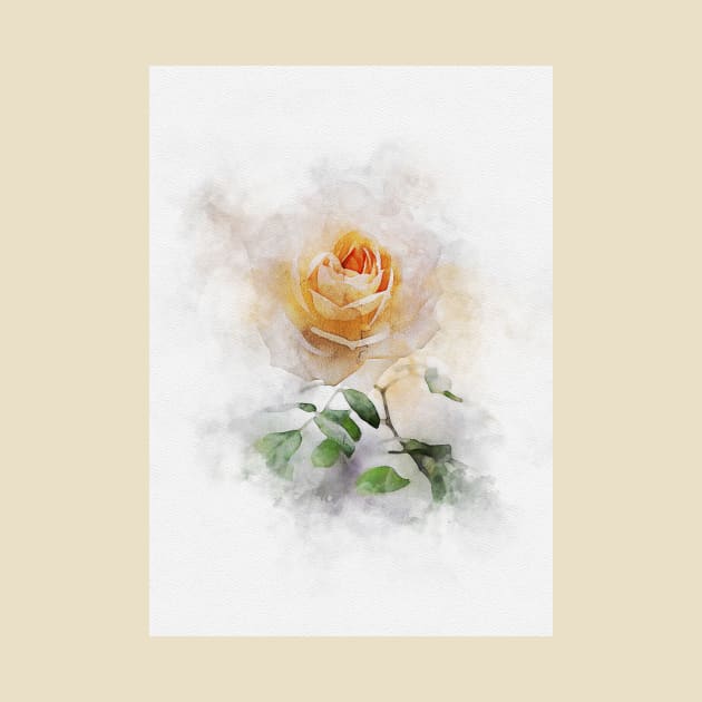 Yellow Rose Watercolor by joanniecandi