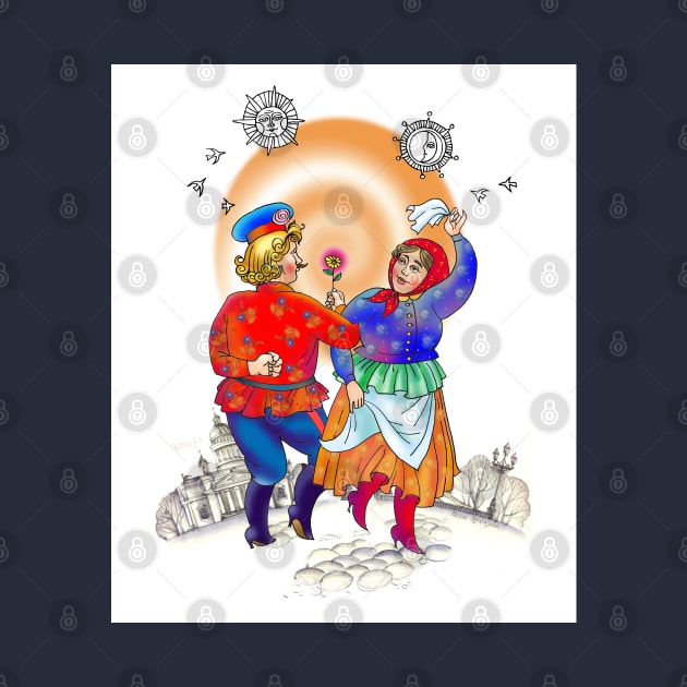 Fun Dancing Couple Happy Celebration by ROSHARTWORK