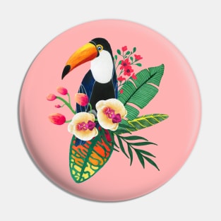 Tropical bird and flowers Pin