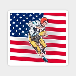 Football Athlete and American Flag Magnet