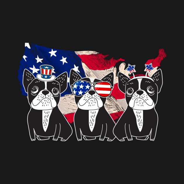 American Flag USA 4th of July French Bulldogs by Kaileymahoney