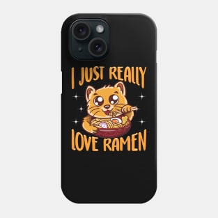 Cute & Funny I Just Really Love Ramen Anime Cat Phone Case