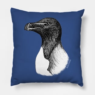 Razorbill (Alca torda) - blue Pillow