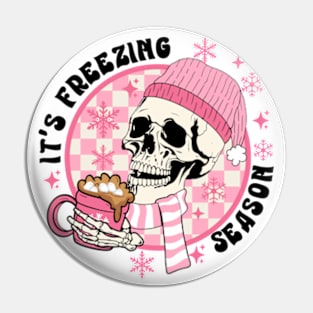 Funny Christmas Skeleton Drinking Coffee Pin