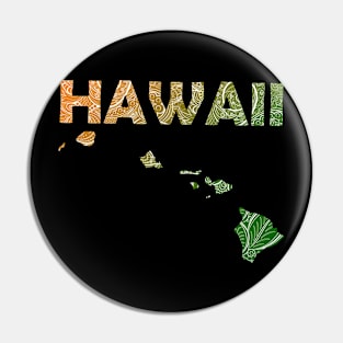 Colorful mandala art map of Hawaii with text in green and orange Pin