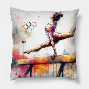 Artistic interpterion of an Olympian on the balance beam. Pillow