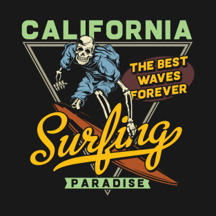 Outfit Skeleton Surfer On A Surfboard California Paradise T-Shirt