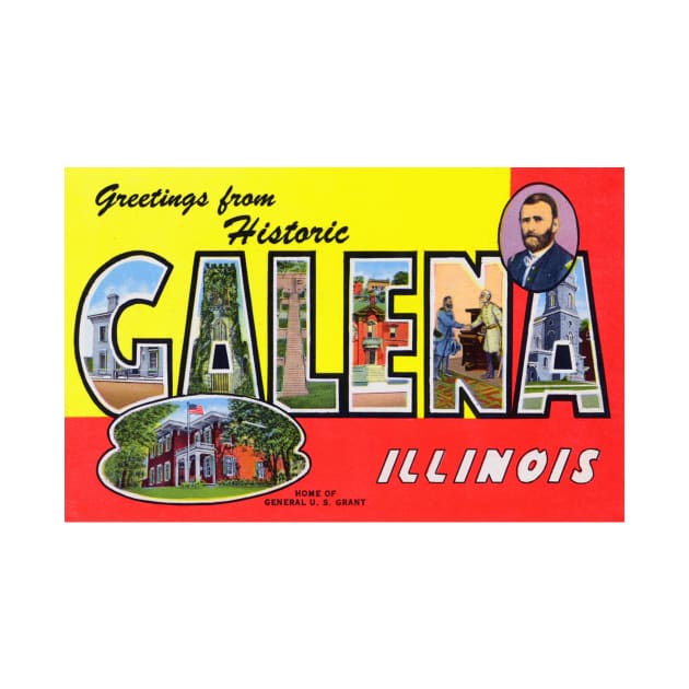 Greetings from Galena Illinois, Vintage Large Letter Postcard by Naves