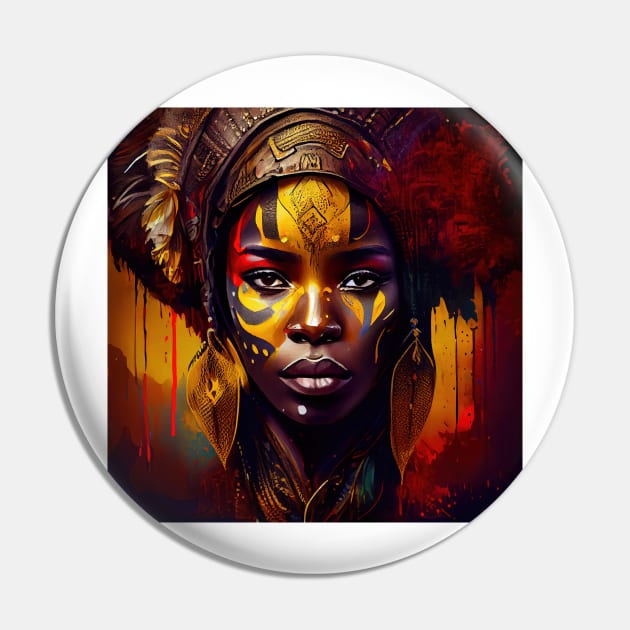 Powerful African Warrior Woman #1 Pin by Chromatic Fusion Studio