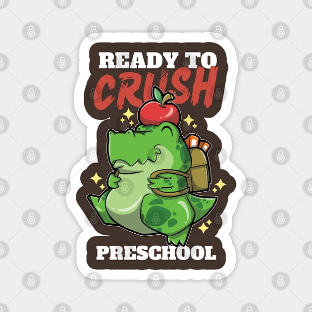 Cute Preschool Dinosaur - Tyrannosaurus Rex Ready To Crush Preschool Magnet by DinoMart