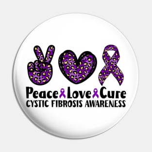 Peace Love Cure Cystic Fibrosis Awareness Pin