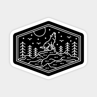 Wolf and Moon - Minimalistic  Design Magnet