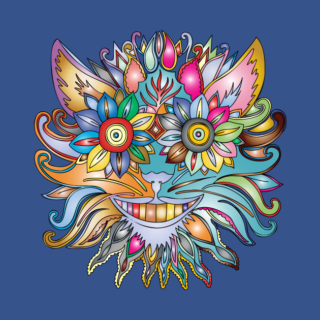 Anthropomorphic Trippy Psychedelic Colorful Flower - Psychedelic - T-Shirt