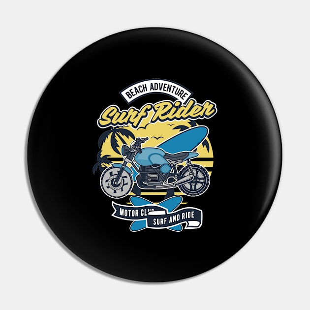 Surf Rider, Vintage Retro Classic Pin by CoApparel