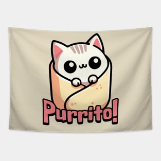 Purrito! Cute Cat Burrito Pun Tapestry