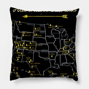 National Parks Map Camping Hiking Pillow