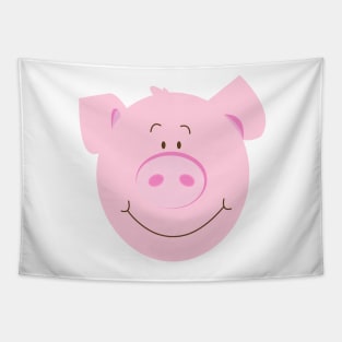 Cute Happy Pig - Aqua Tapestry