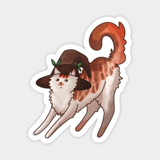 Witch Red Cat with Hat - Halloween Cat Design - Cat Lovers Design Magnet