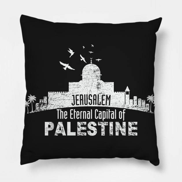 Jerusalem the Eternal Capital of Palestine will be Free Palestinian Hatta Keffiyeh Pattern - wht Pillow by QualiTshirt