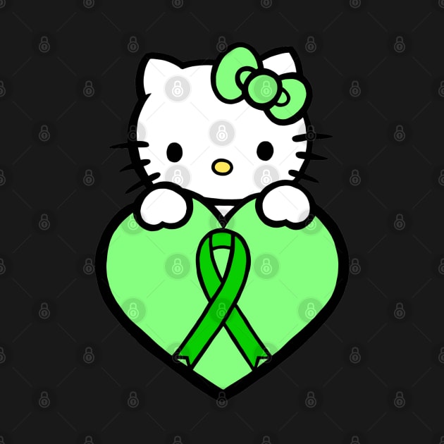 Cartoon cat awareness ribbon (green) by CaitlynConnor