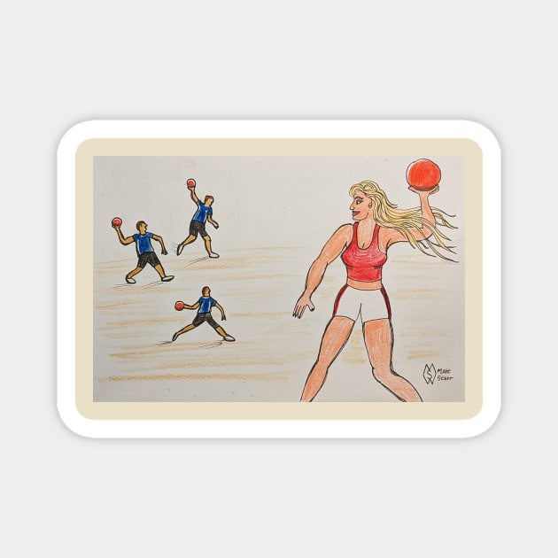 Dodgeball Battle Magnet by Matt Starr Fine Art