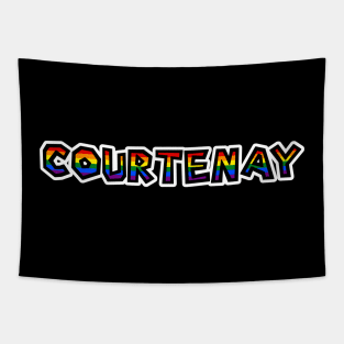 City of Courtenay Rainbow Pride Text - LGBTQ Flag Colours - Courtenay Pride Tapestry