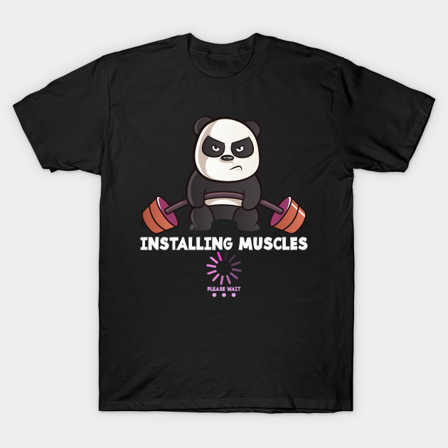 Panda Weightlifting Gym T Shirt Funny Workout Exercise Men Women