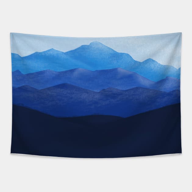 Blue Mountains | Mountain Scene | Mountain Landscapes | Alpine | Shades of Blue Tapestry by Eclectic At Heart