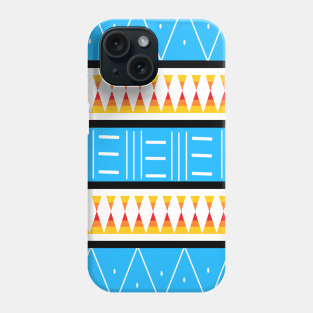 Blue Traditional Tribal White Lines White Dots Warm Colors Phone Case