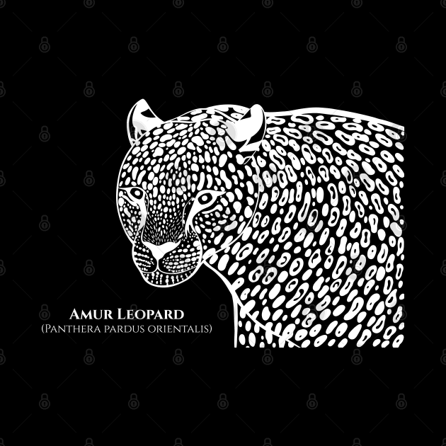 Amur Leopard with Common and Scientific Names - big cat design by Green Paladin