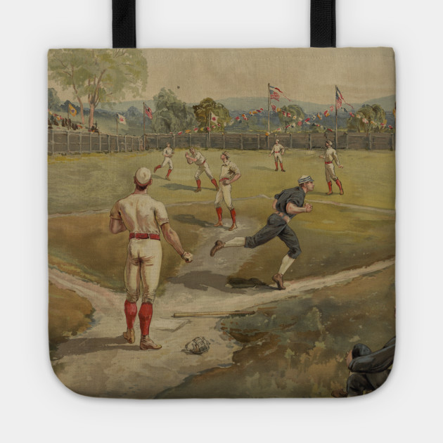 Vintage Painting Of A Baseball Game 1887 Baseball Game Tote