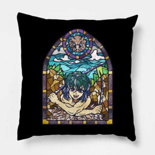 Anime Illustration Inosuke Demon Slayer Stained Glass Style Pillow