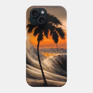 Crashing Waves at the Shore Beach Life Tree Sunset Phone Case