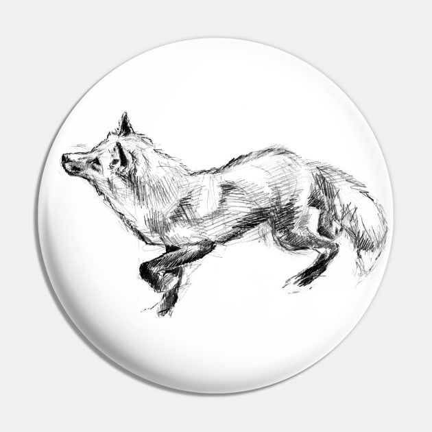 Red Fox Art Sketch Pin by RebeccaLatham