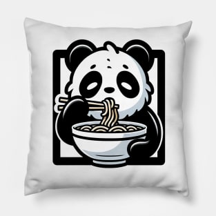 panda eating ramen noodles Pillow