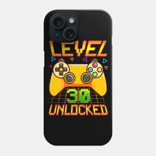 Vintage Level 30 Unlocked Funny 30th Birthday Gifts Gamer Phone Case