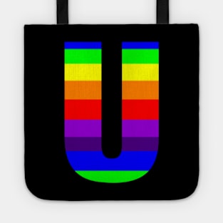 The Letter U in Rainbow Stripes Tote