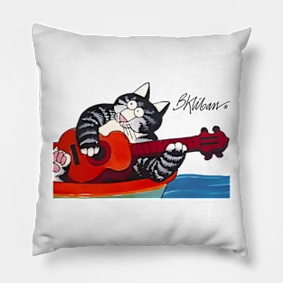 B kliban cat, cat playing guitar Pillow