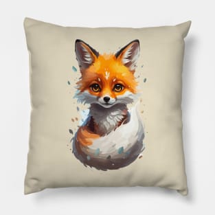 Cute Kawaii Adorable Fox Animal Illustration Pillow
