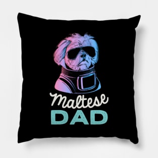 Maltese Dad Synthwave Dog Owner Retro Dog Father Pillow