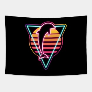 Neon Dolphin Tapestry