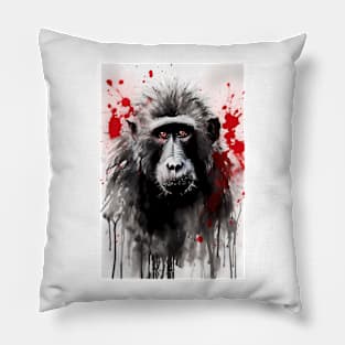 Baboon Ink Painting Pillow