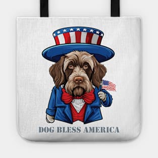 Funny 4th of July Wirehaired Pointing Griffon Dog Bless America Tote