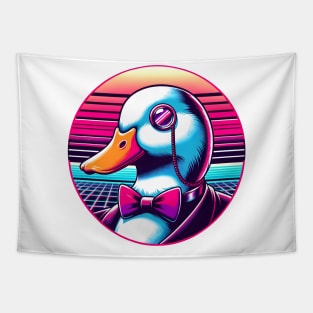 Neon Nightlife - Vaporwave Dapper Duck Tapestry