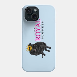 Her Royal Pugness - Black Pug with Gold Crown Design Phone Case