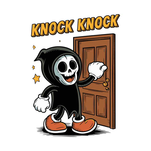 Funny Grim Reaper Knocking On A Door by Custom Prints HD